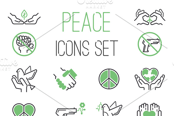Peace icons vector set