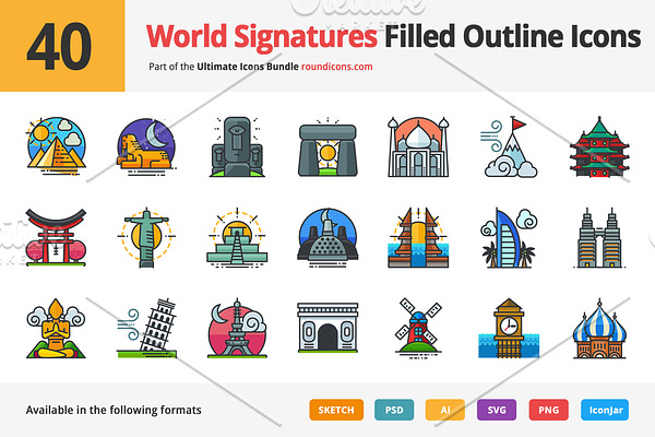 40 World Signatures Outline Icons