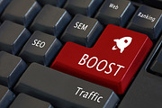 Web traffic boost concept and rocket icon