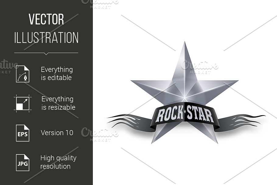 Silver star with Rock Star banner