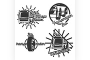 Vintage bus transportation emblems