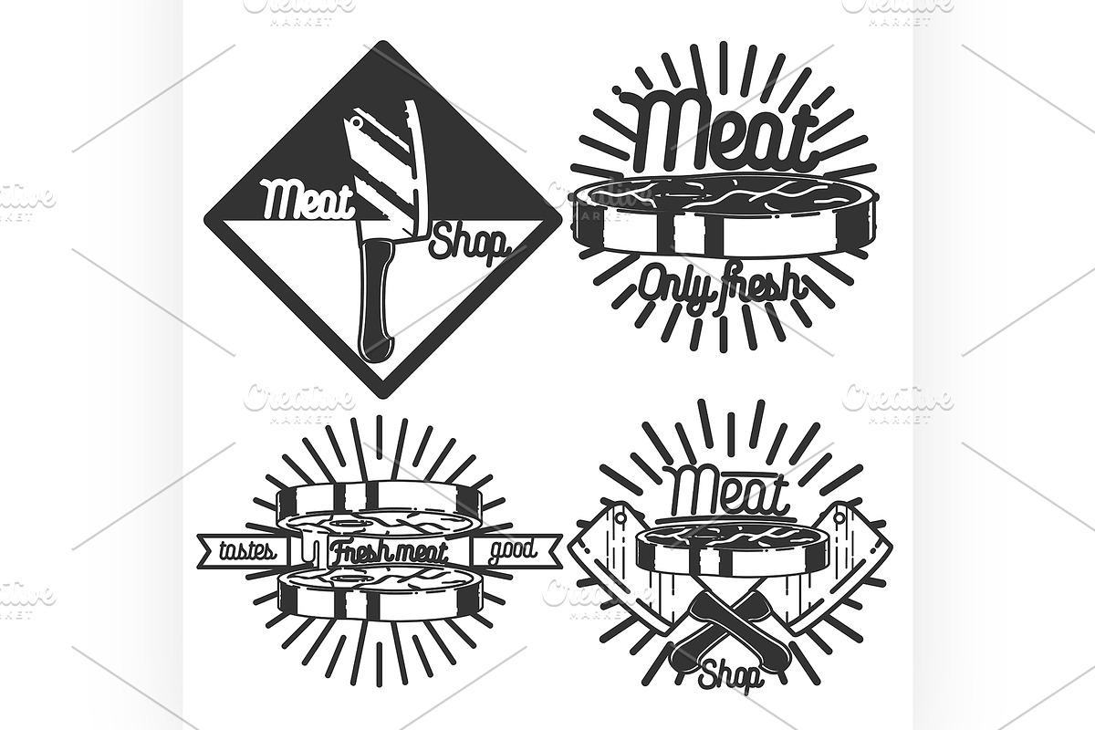 Vintage meat store emblems in Illustrations - product preview 8