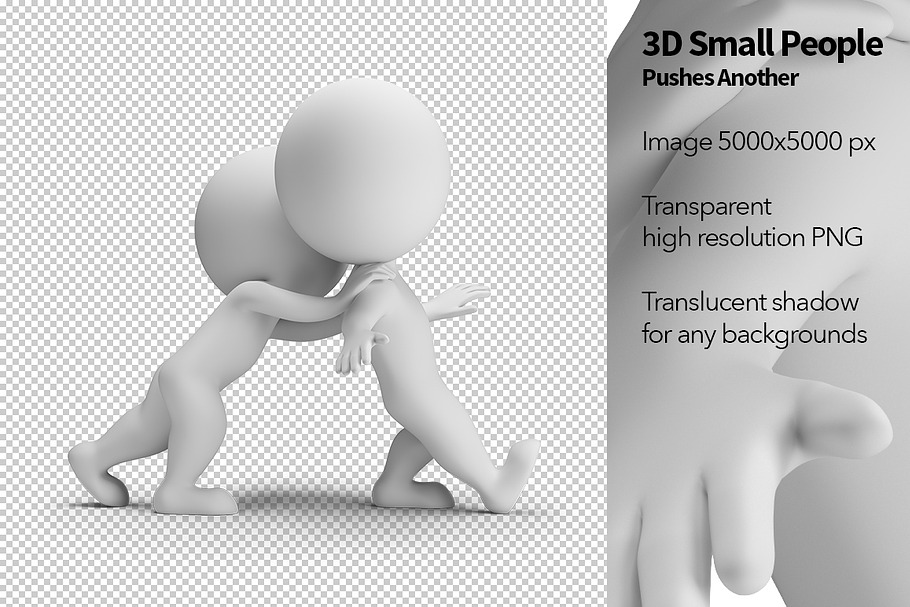 3D Small People - Pushes Another in Illustrations - product preview 8