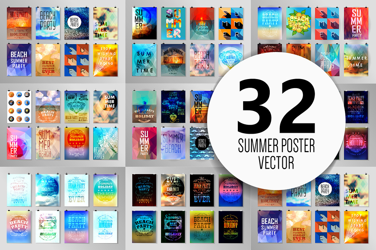 Summer poster set 3 in Flyer Templates - product preview 8