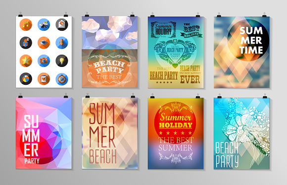Summer poster set 3 in Flyer Templates - product preview 3
