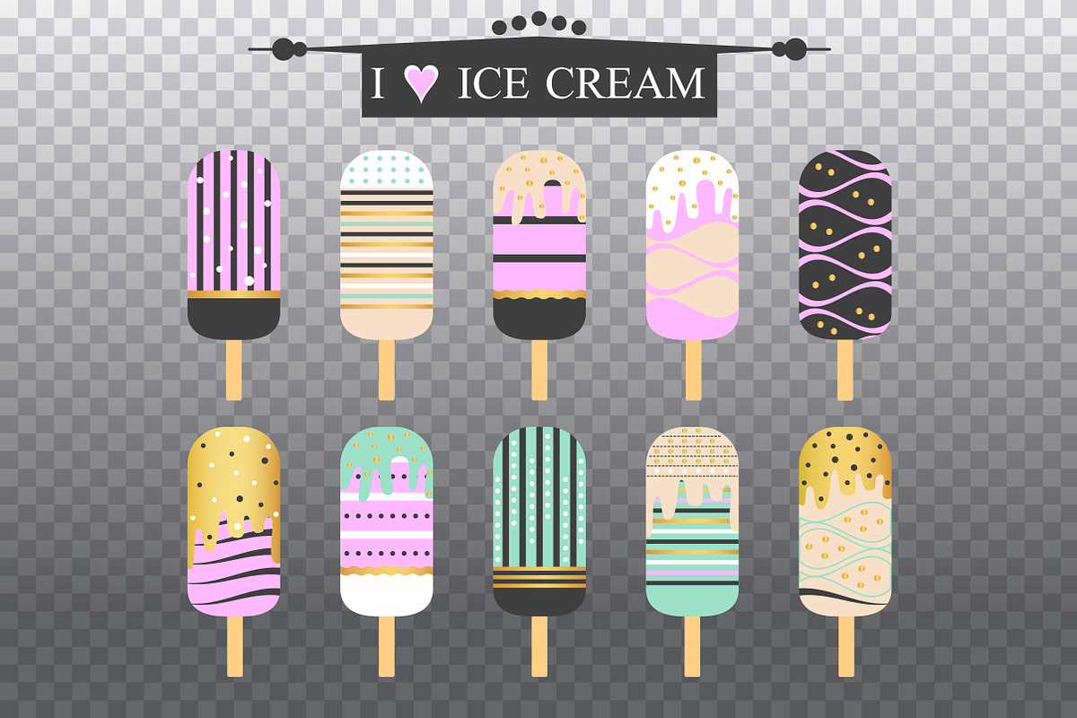Vector trendy ice cream set  in Objects - product preview 8