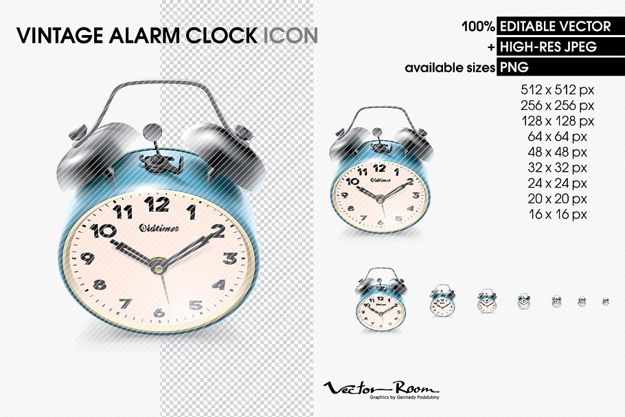 Vintage alarm clock in Graphics - product preview 8