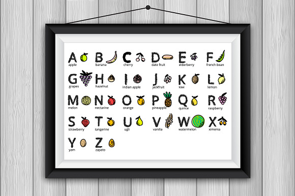 Vector fruit alphabet for kids.SALE in Objects - product preview 4