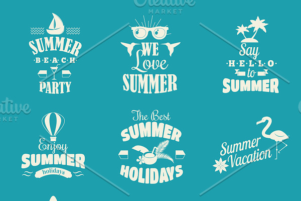 Summer emblem vector set