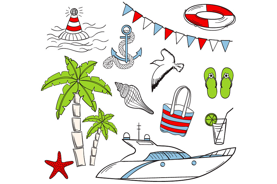Sea Vacation Clip Art in Illustrations - product preview 8