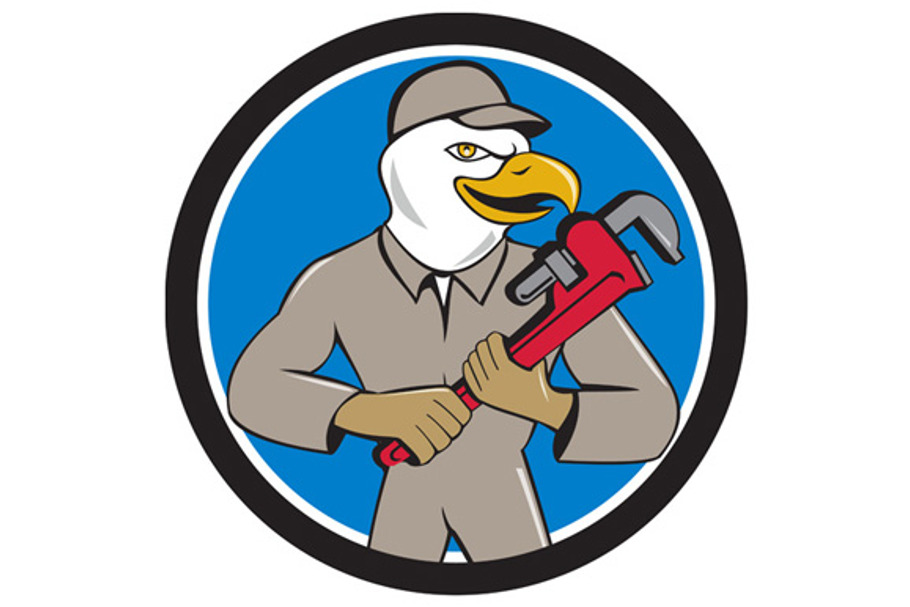 Bald Eagle Plumber Monkey Wrench  in Illustrations - product preview 8