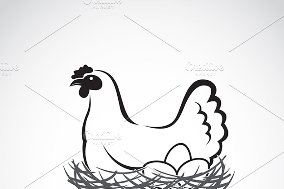 Hen laying eggs in its nest in Graphics - product preview 8