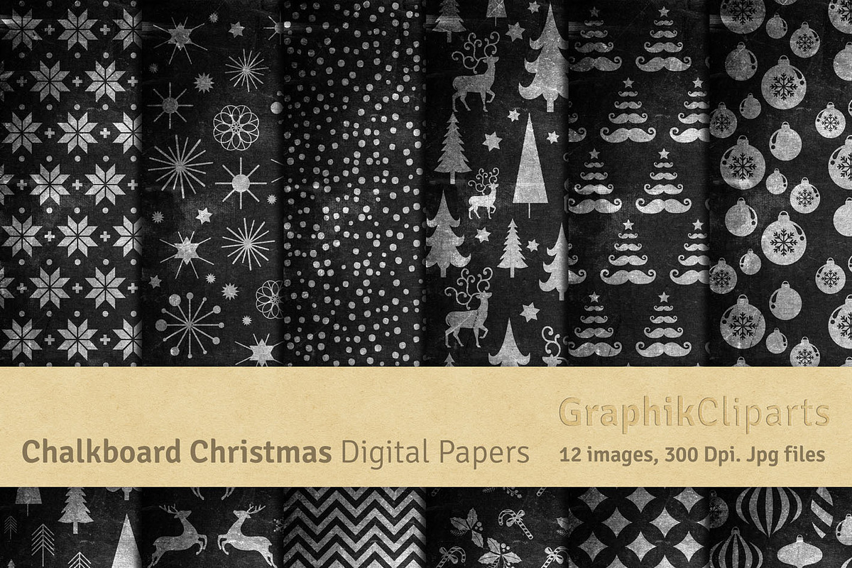 Chalkboard Christmas Digital Papers in Textures - product preview 8