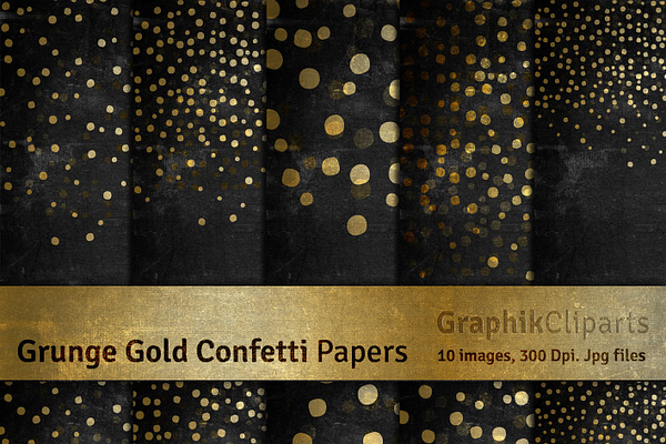 Grunge Gold Confetti Digital Papers
