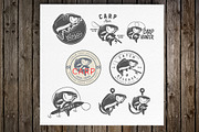 Carp fishing labels and emblems
