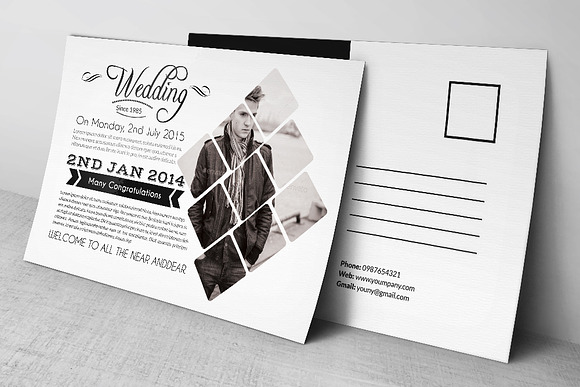 Wedding Invitation PostCard in Postcard Templates - product preview 3