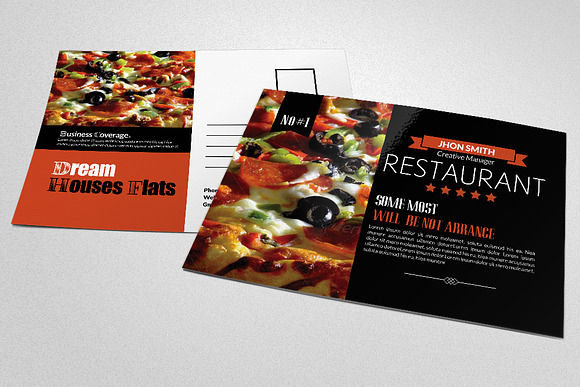 Restaurant Post Cards Template in Postcard Templates - product preview 1