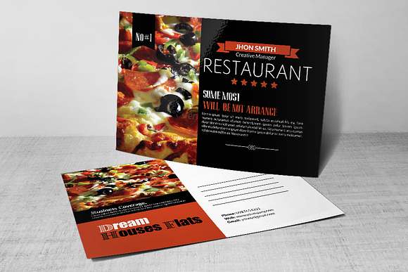 Restaurant Post Cards Template in Postcard Templates - product preview 2