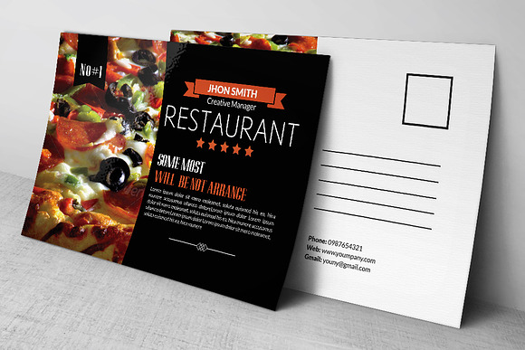Restaurant Post Cards Template in Postcard Templates - product preview 3