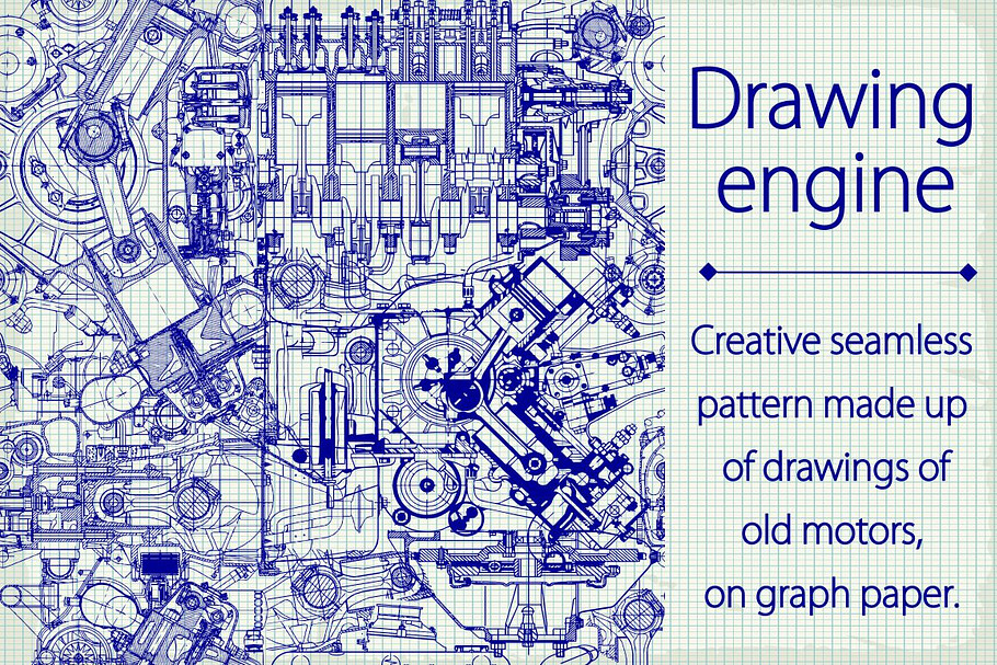 Drawing old engine seamless pattern in Patterns - product preview 8