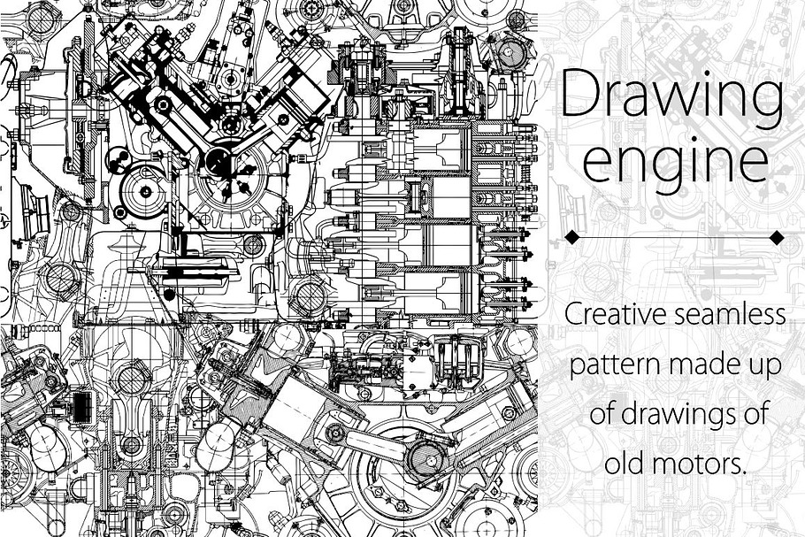Drawing engine seamless pattern in Patterns - product preview 8