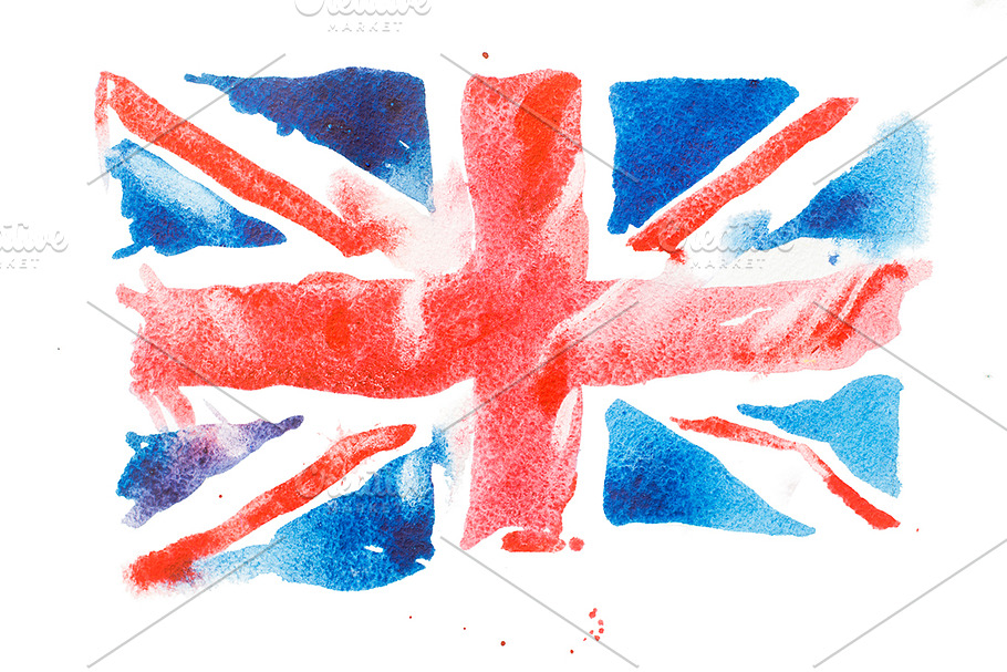 British flag. Watercolour in Illustrations - product preview 8