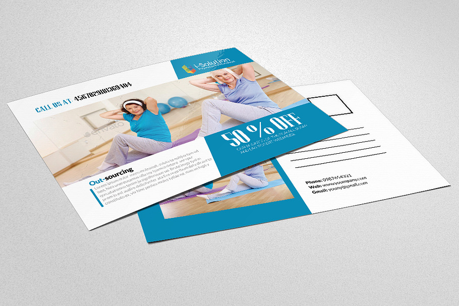 Body Fitness Gym PostCard in Postcard Templates - product preview 8
