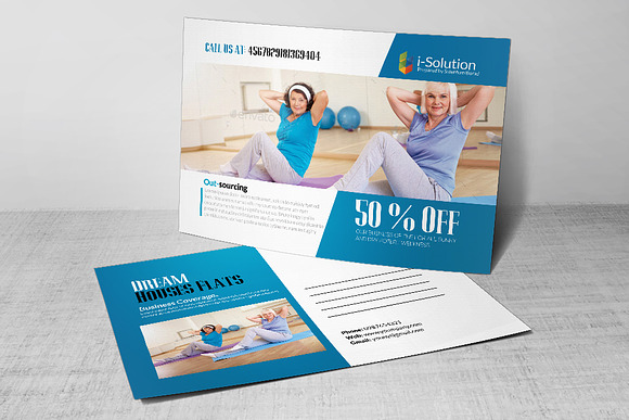 Body Fitness Gym PostCard in Postcard Templates - product preview 2