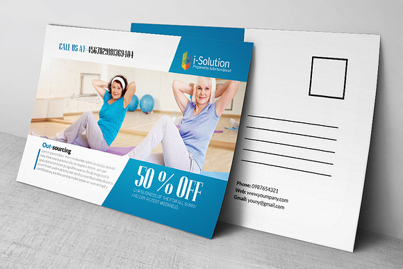 Body Fitness Gym PostCard in Postcard Templates - product preview 3