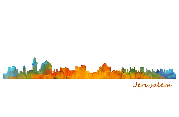 10x files Pack Jerusalem Skylines in Illustrations - product preview 2