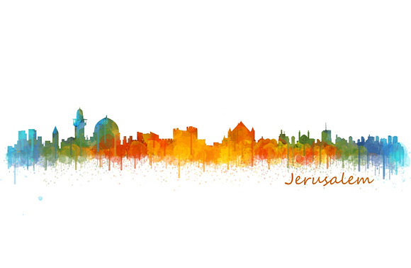 10x files Pack Jerusalem Skylines in Illustrations - product preview 4