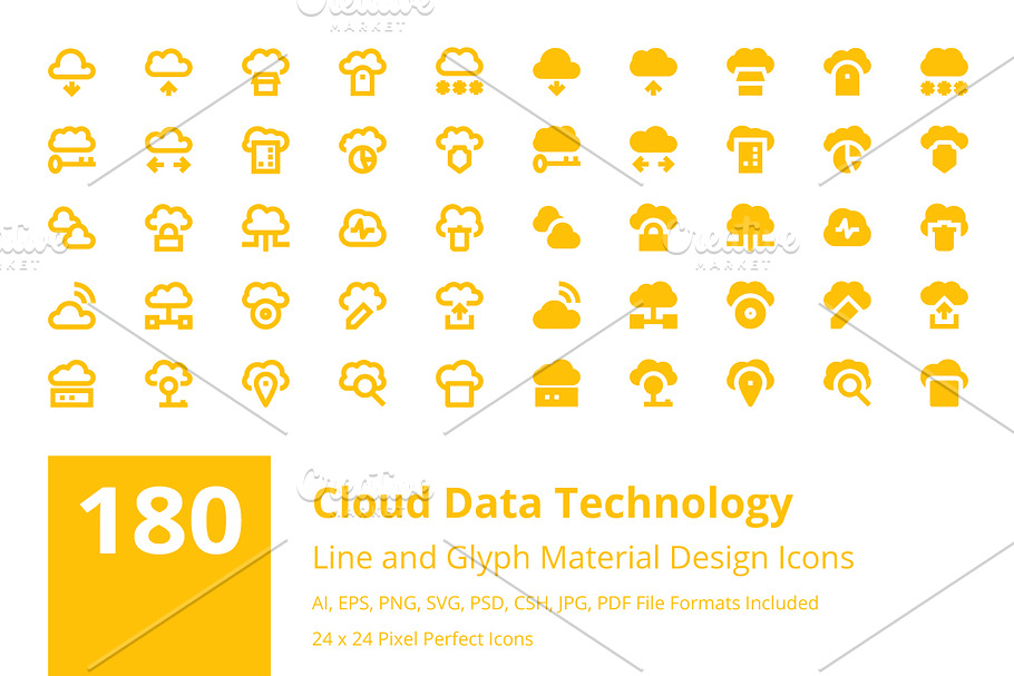 180 Cloud Data Technology Icons