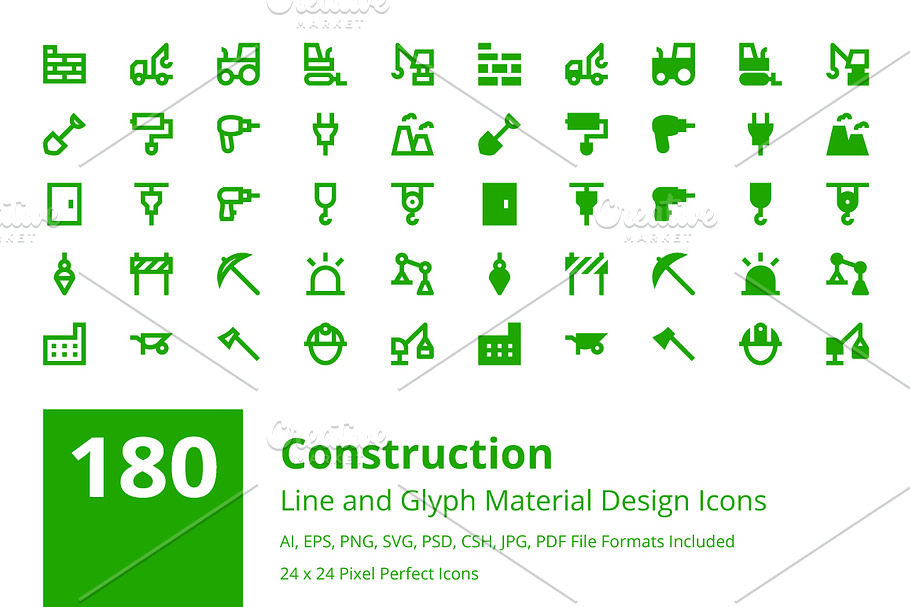 180 Material Construction Icons