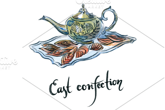 Watercolor eastern sweets in Illustrations - product preview 3