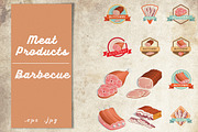 Beef and pork barbecue meat vector