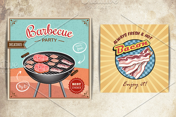 Beef and pork barbecue meat vector in Illustrations - product preview 2