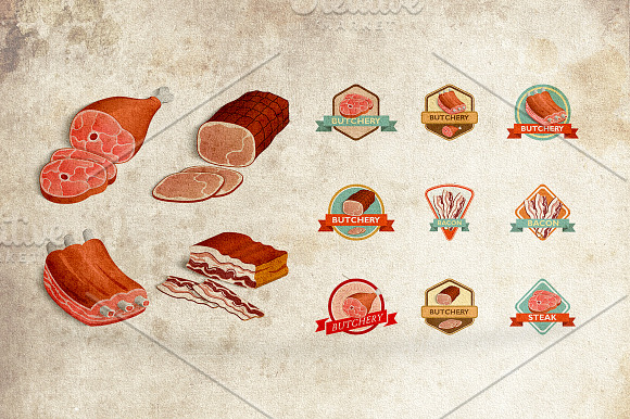 Beef and pork barbecue meat vector in Illustrations - product preview 3