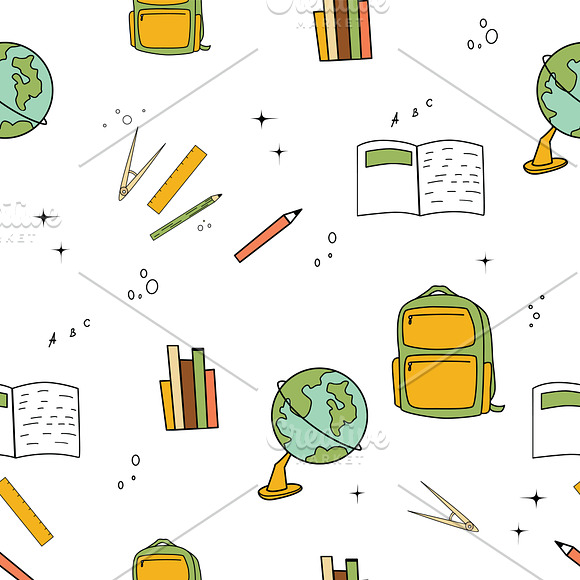 Back to school seamless patterns set in Illustrations - product preview 4