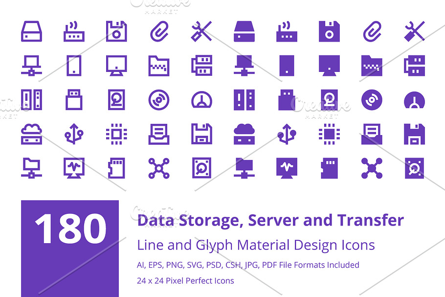 180 Data Storage Material Icons