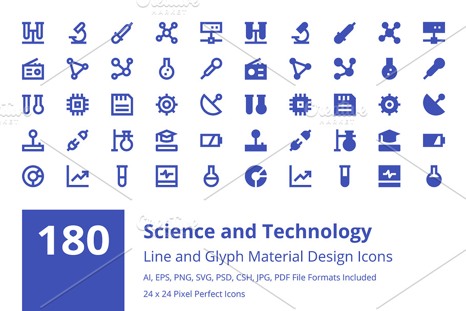 180 Science and Technology Icons
