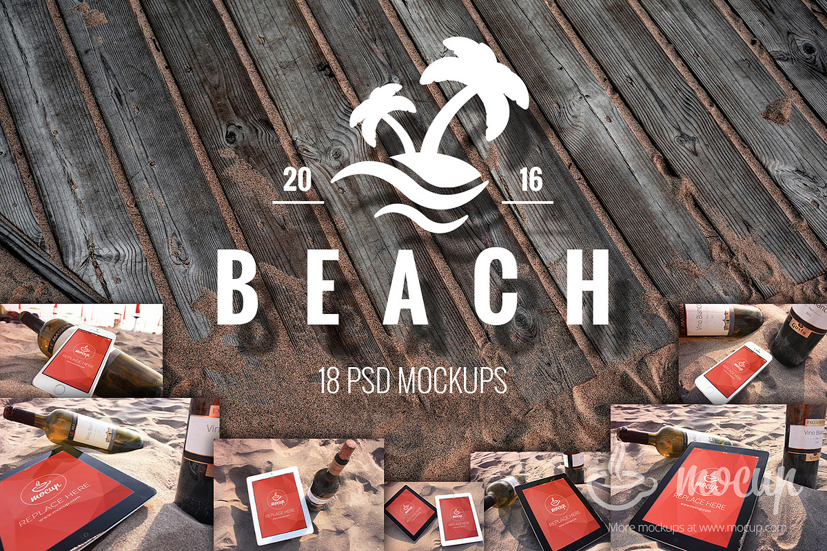 18 PSD Mockups Beach in Mobile & Web Mockups - product preview 8