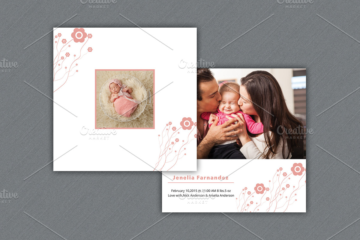 Birth Announcement Template-V14 in Card Templates - product preview 8