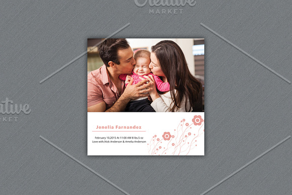 Birth Announcement Template-V14 in Card Templates - product preview 2