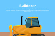 Bulldozer Banner Flat Design