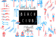 Beach club. Watercolor bundle