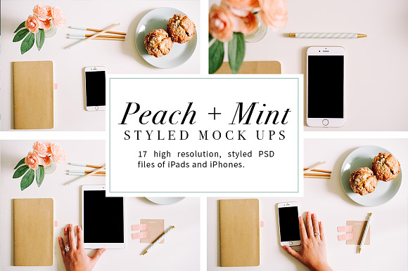 Peach + Mint Styled Mockups in Instagram Templates - product preview 3