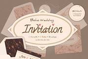 Boho wedding invitation and envelope