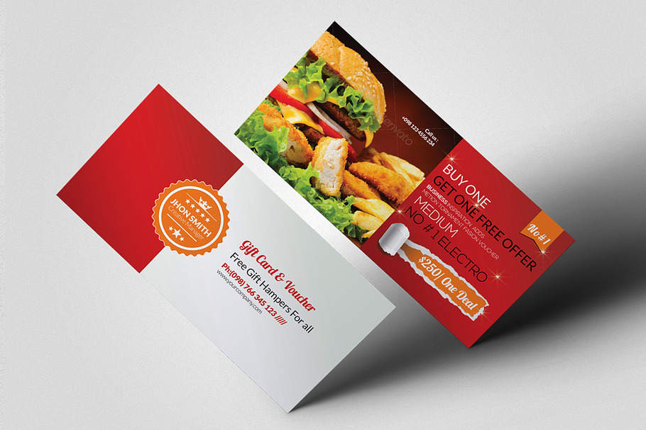 Restaurant food Gift Voucher in Postcard Templates - product preview 8