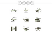 Military drones flat icons. Set 1