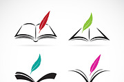 Vector image of an book and feather.